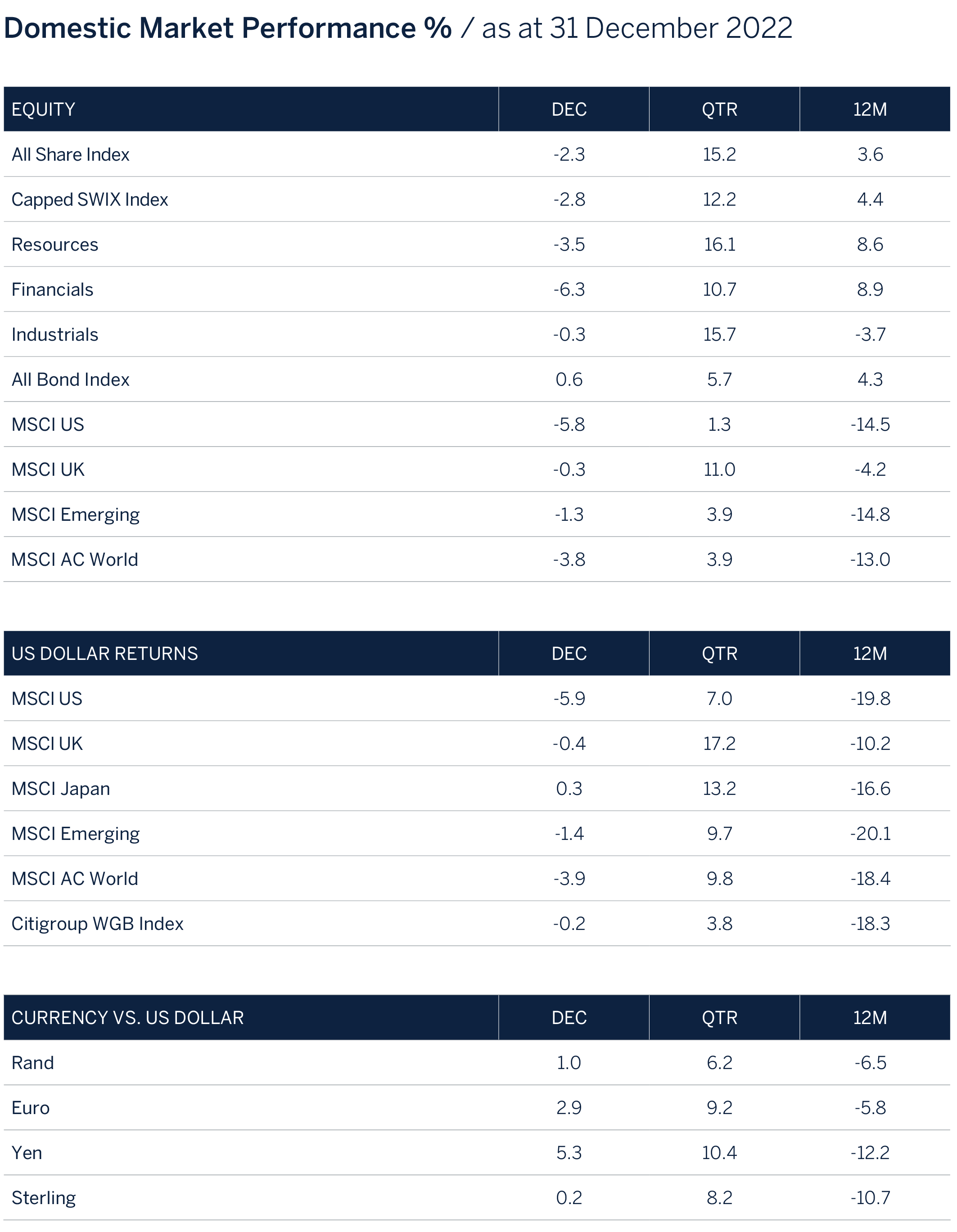 domestic-market-performance-as-at-31-december-2022 graphic